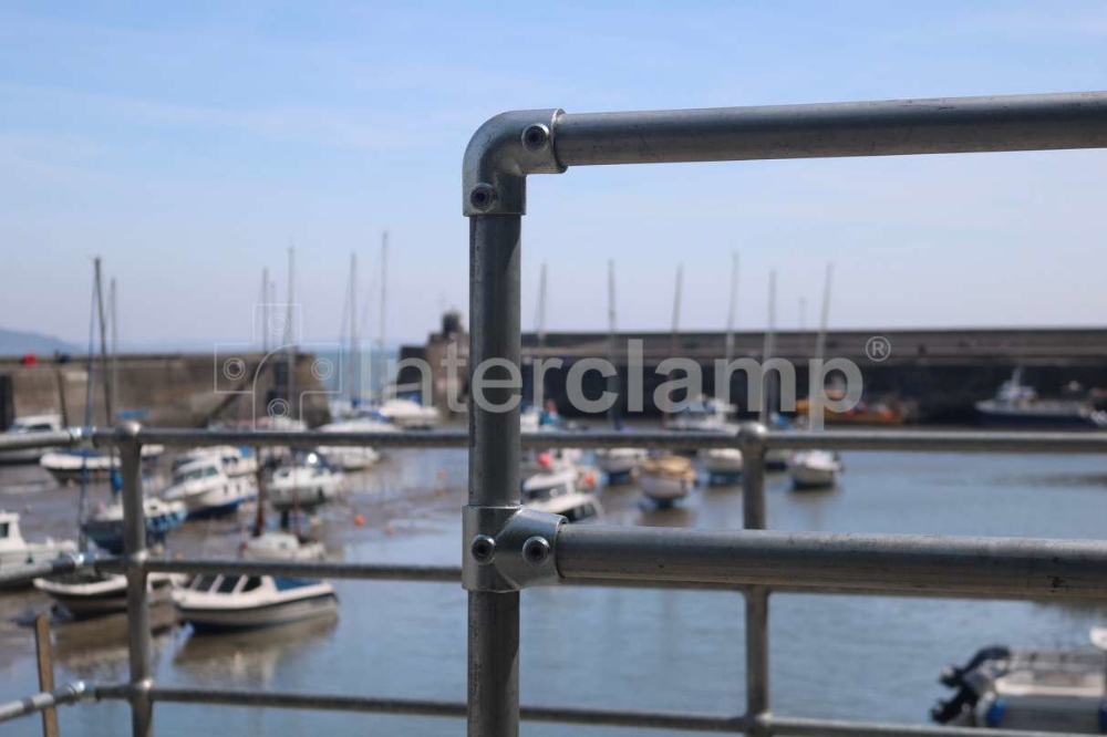 Tube clamp handrail fittings used for harbour safety guardrails